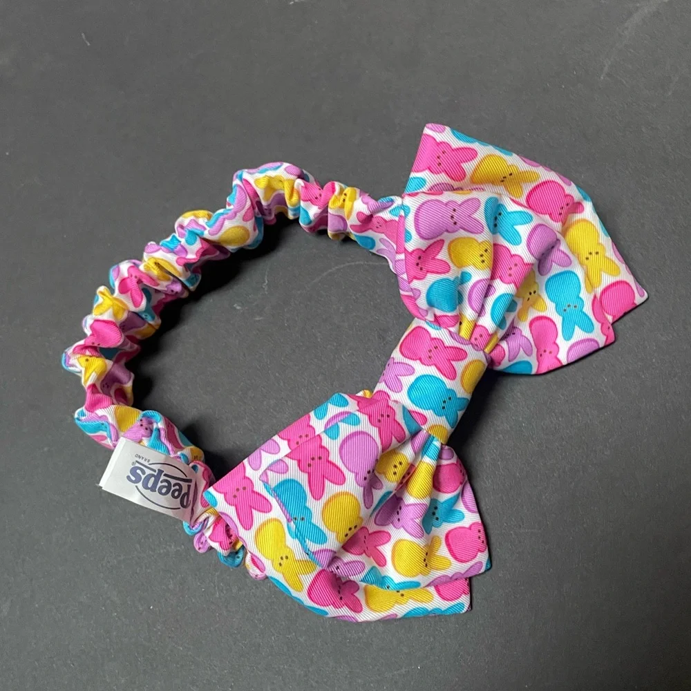 Pink Blue Yellow Purple Large PEEPS Elastic Headband Bow